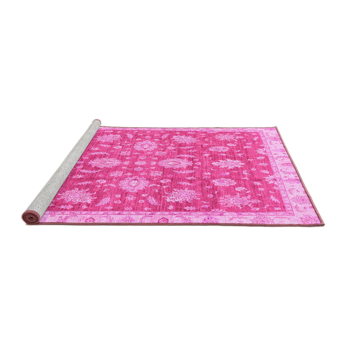 Sideview of Machine Washable Oriental Pink Traditional Rug, wshabs3825pnk