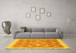 Machine Washable Oriental Yellow Traditional Rug in a Living Room, wshabs3825yw