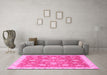 Machine Washable Oriental Pink Traditional Rug in a Living Room, wshabs3825pnk