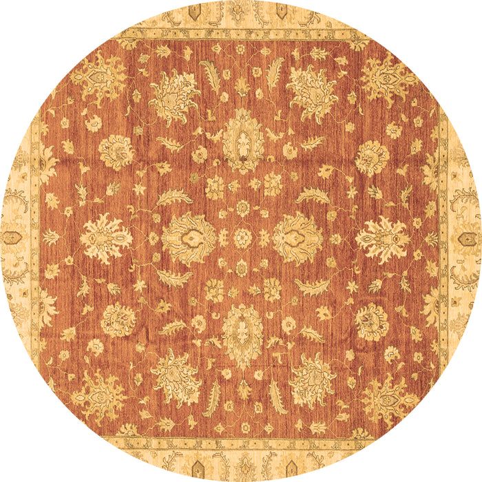 Round Oriental Brown Traditional Rug, abs3825brn