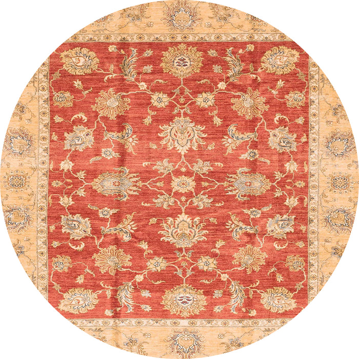 Round Abstract Orange Red Modern Rug, abs3826