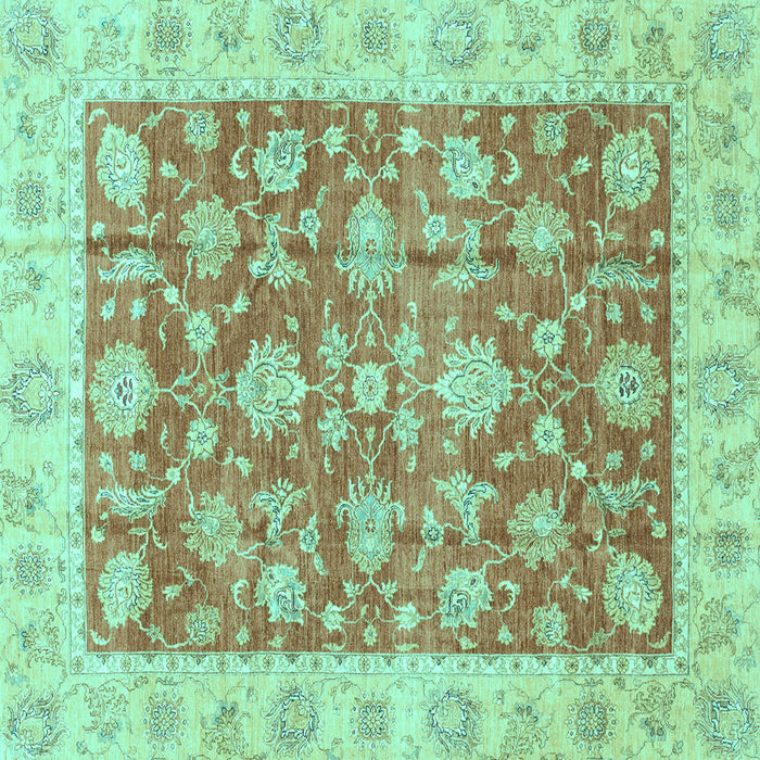Square Machine Washable Abstract Turquoise Modern Area Rugs, wshabs3826turq