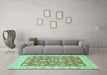 Machine Washable Abstract Turquoise Modern Area Rugs in a Living Room,, wshabs3826turq