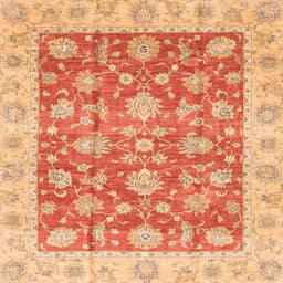 Square Abstract Orange Red Modern Rug, abs3826