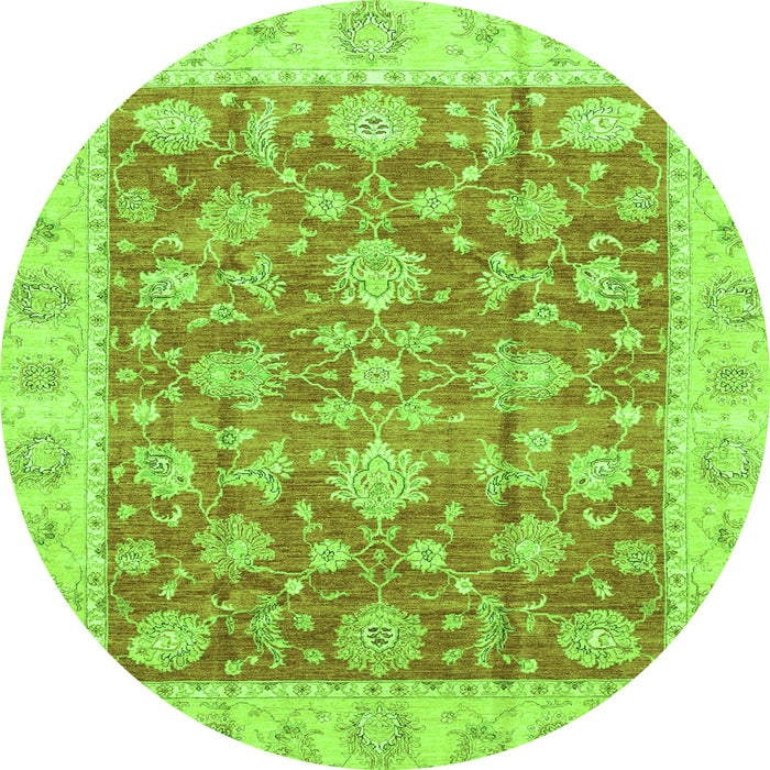 Round Abstract Green Modern Rug, abs3826grn