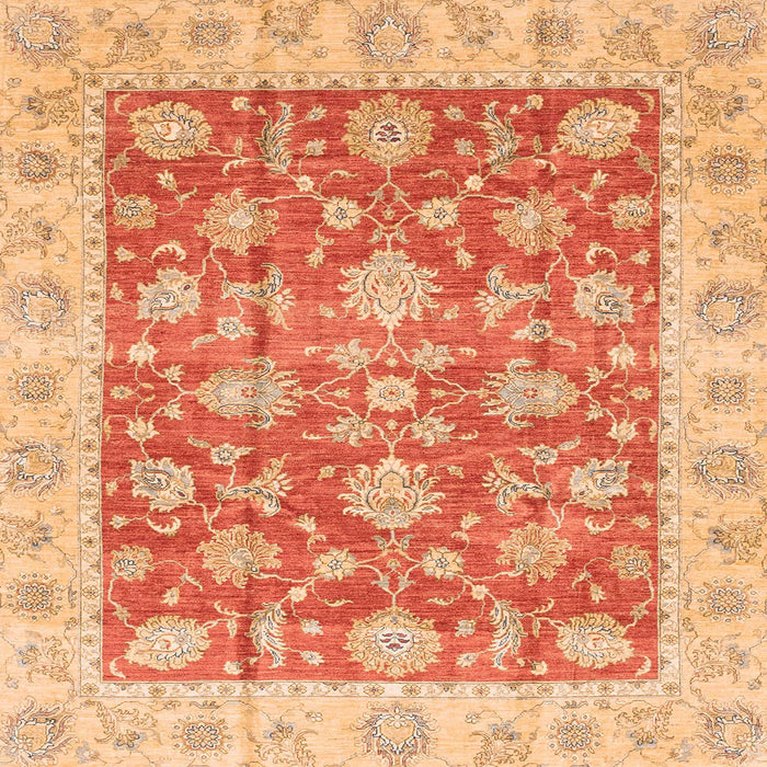 Square Machine Washable Abstract Orange Red Rug, wshabs3826