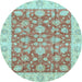 Round Machine Washable Abstract Light Blue Modern Rug, wshabs3826lblu