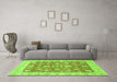 Machine Washable Abstract Green Modern Area Rugs in a Living Room,, wshabs3826grn