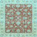 Square Abstract Light Blue Modern Rug, abs3826lblu