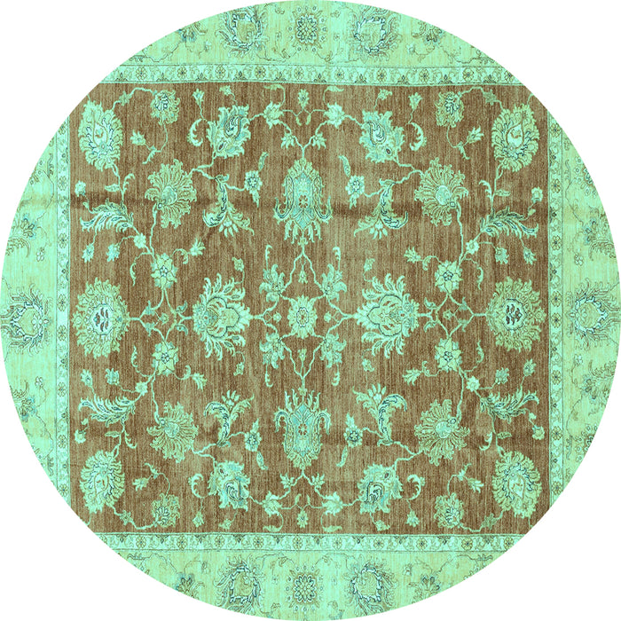 Round Abstract Turquoise Modern Rug, abs3826turq
