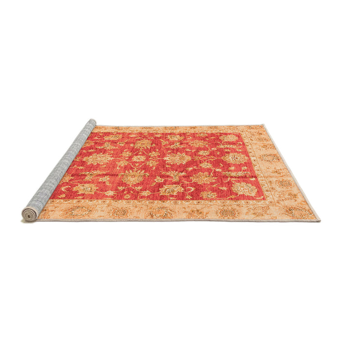 Sideview of Machine Washable Abstract Orange Modern Area Rugs, wshabs3826org