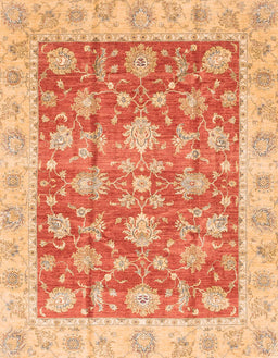 Machine Washable Abstract Orange Red Rug, wshabs3826