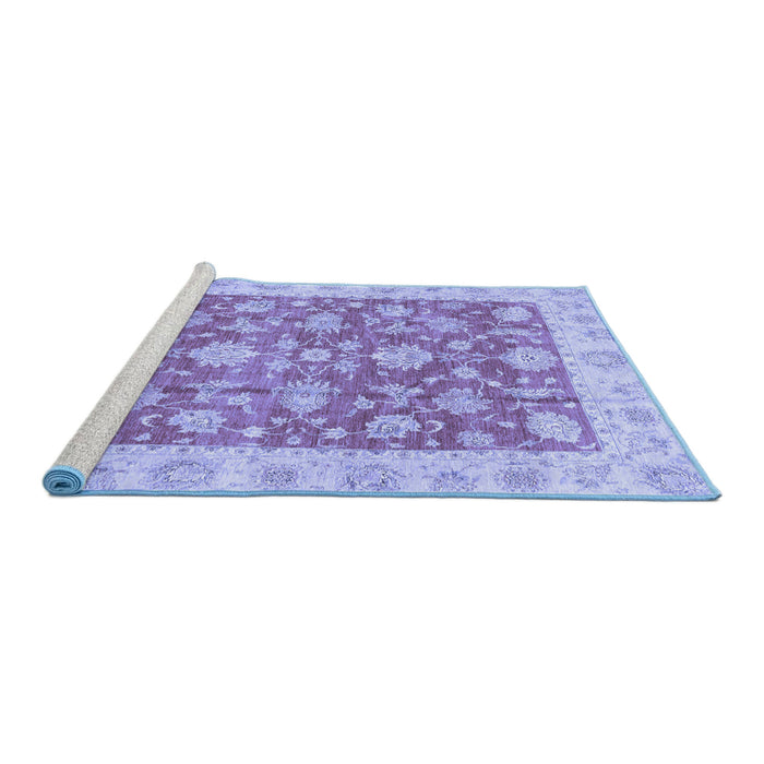 Sideview of Machine Washable Abstract Blue Modern Rug, wshabs3826blu