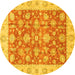 Round Abstract Yellow Modern Rug, abs3826yw