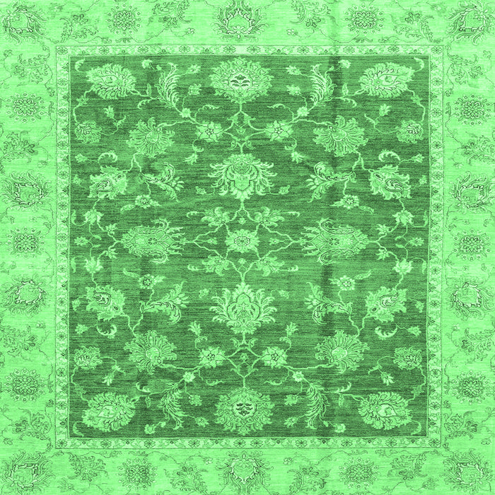 Square Machine Washable Abstract Emerald Green Modern Area Rugs, wshabs3826emgrn