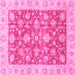 Square Machine Washable Abstract Pink Modern Rug, wshabs3826pnk