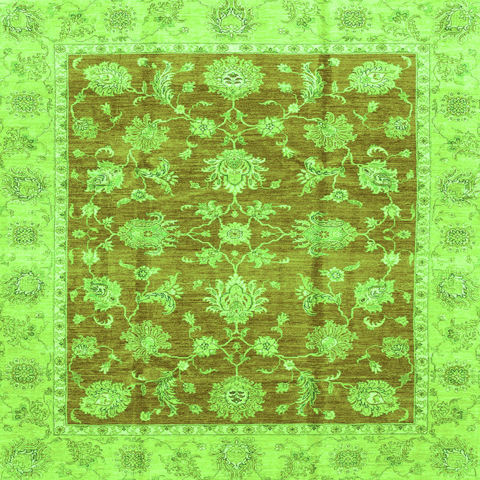 Square Machine Washable Abstract Green Modern Area Rugs, wshabs3826grn