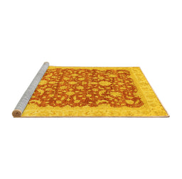 Sideview of Machine Washable Oriental Yellow Traditional Rug, wshabs3827yw