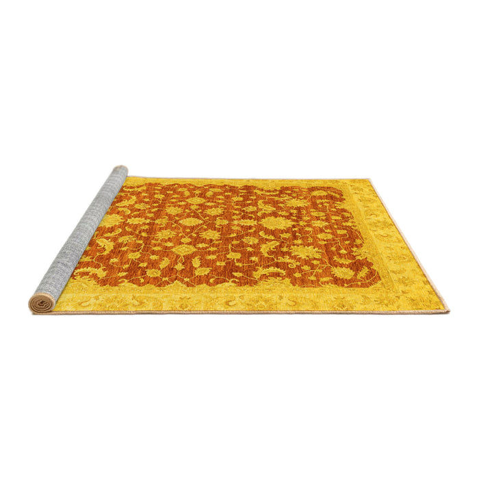 Sideview of Machine Washable Oriental Yellow Traditional Rug, wshabs3827yw