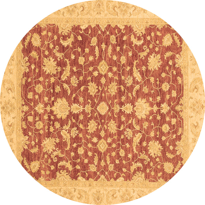 Round Oriental Brown Traditional Rug, abs3827brn