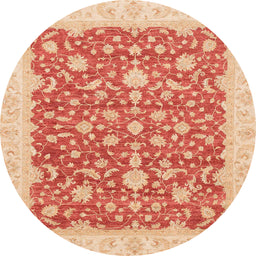 Round Machine Washable Abstract Fire Red Rug, wshabs3827