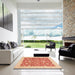 Square Abstract Red Oriental Rug in a Living Room, abs3827