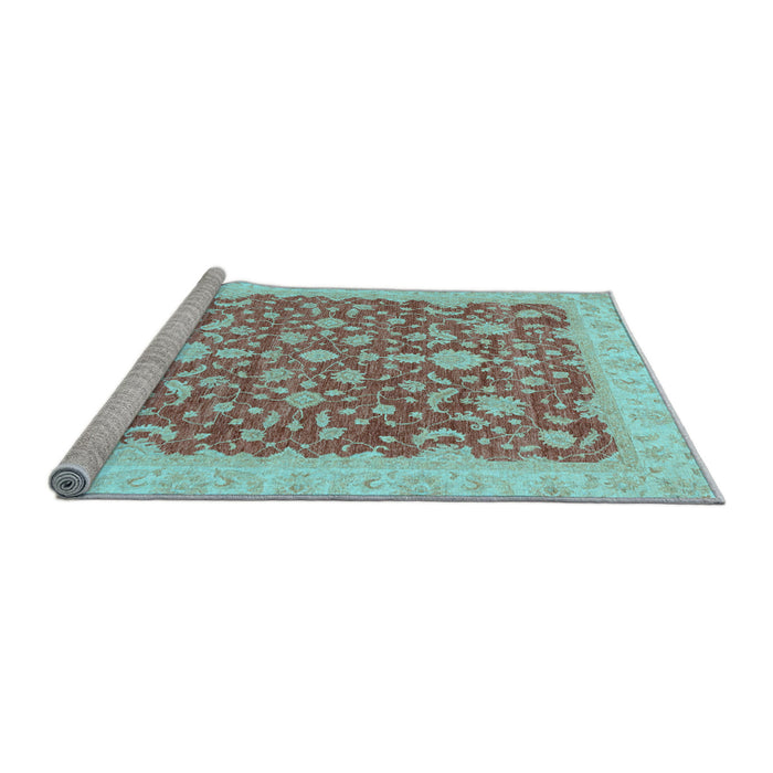 Sideview of Machine Washable Oriental Light Blue Traditional Rug, wshabs3827lblu