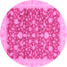 Round Machine Washable Oriental Pink Traditional Rug, wshabs3827pnk