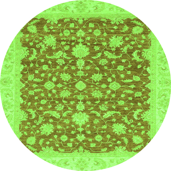 Round Oriental Green Traditional Rug, abs3827grn