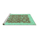 Sideview of Machine Washable Oriental Turquoise Traditional Area Rugs, wshabs3827turq
