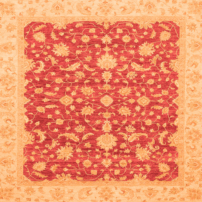 Square Machine Washable Oriental Orange Traditional Area Rugs, wshabs3827org