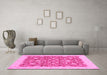 Machine Washable Oriental Pink Traditional Rug in a Living Room, wshabs3827pnk