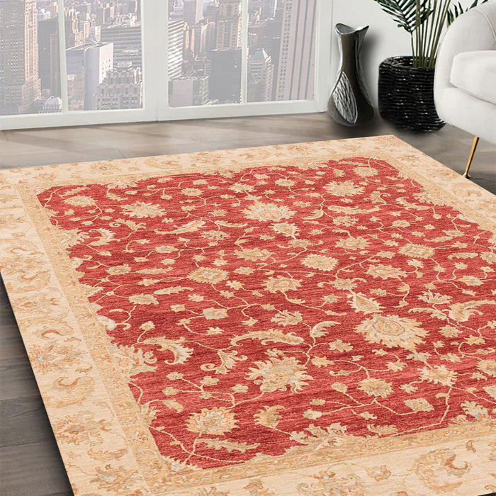 Machine Washable Abstract Fire Red Rug in a Family Room, wshabs3827