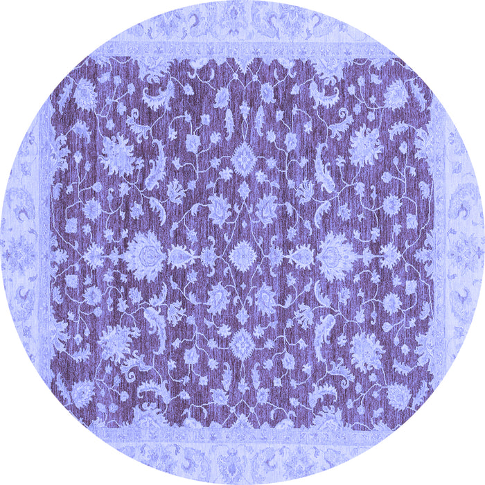 Round Machine Washable Oriental Blue Traditional Rug, wshabs3827blu