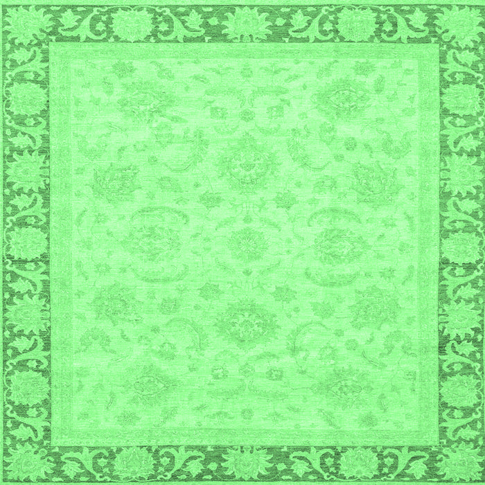 Square Machine Washable Abstract Emerald Green Modern Area Rugs, wshabs3828emgrn