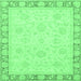 Square Machine Washable Abstract Emerald Green Modern Area Rugs, wshabs3828emgrn