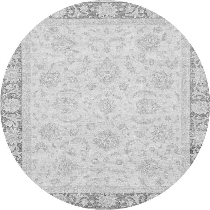 Round Machine Washable Abstract Gray Modern Rug, wshabs3828gry