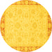 Round Abstract Yellow Modern Rug, abs3828yw