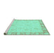 Sideview of Machine Washable Abstract Turquoise Modern Area Rugs, wshabs3828turq