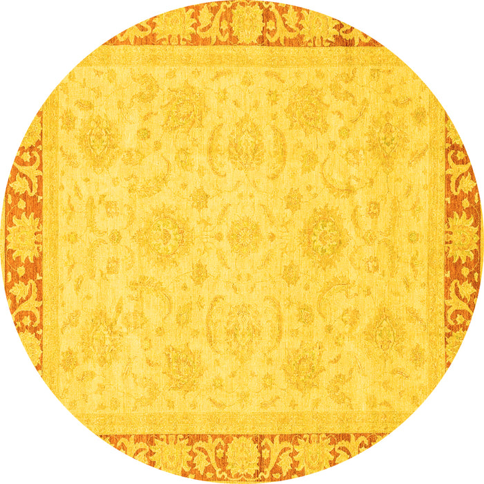 Round Machine Washable Abstract Yellow Modern Rug, wshabs3828yw