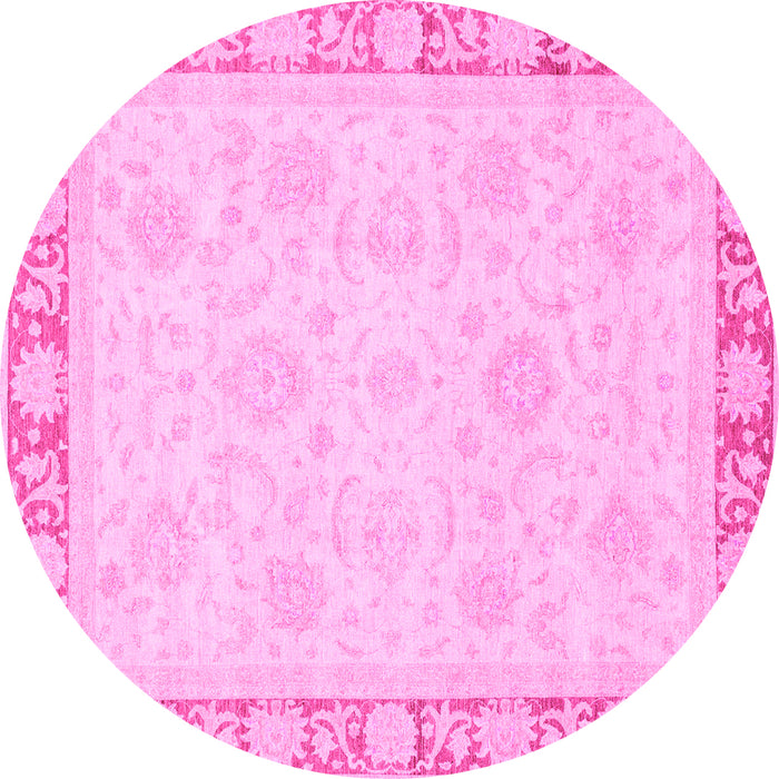 Round Abstract Pink Modern Rug, abs3828pnk