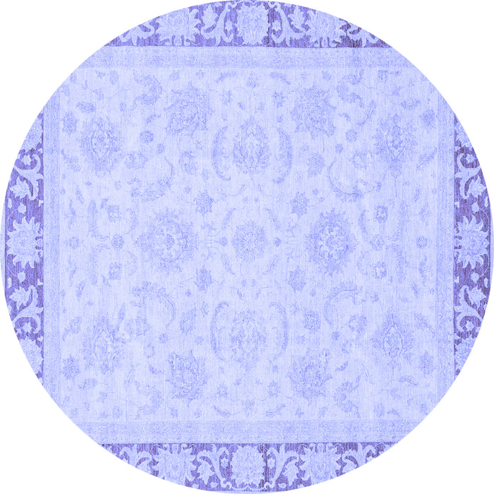 Round Abstract Blue Modern Rug, abs3828blu