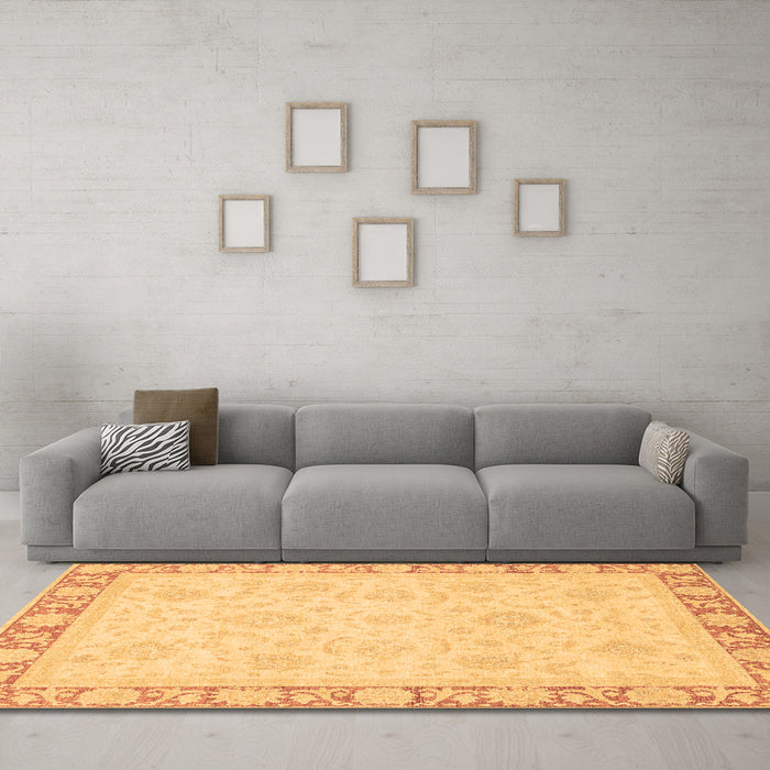 Machine Washable Abstract Brown Modern Rug in a Living Room,, wshabs3828brn