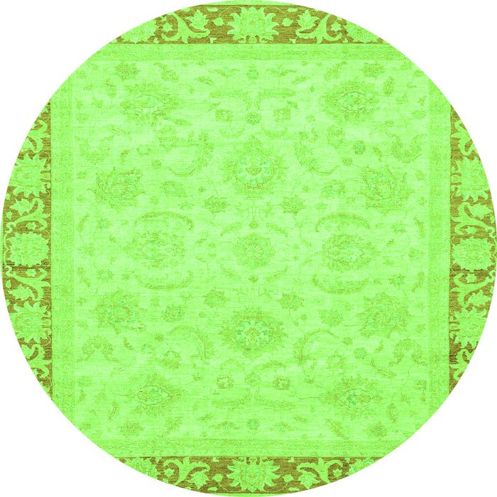 Round Abstract Green Modern Rug, abs3828grn
