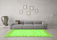 Machine Washable Abstract Green Modern Rug, wshabs3828grn