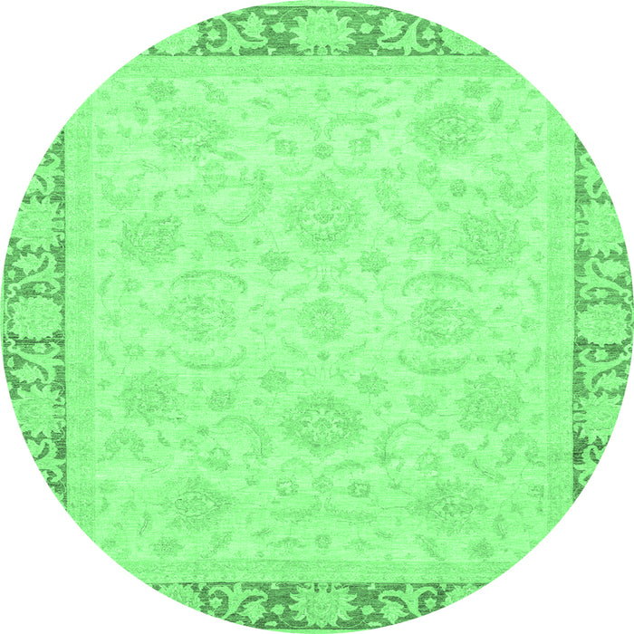 Round Abstract Emerald Green Modern Rug, abs3828emgrn