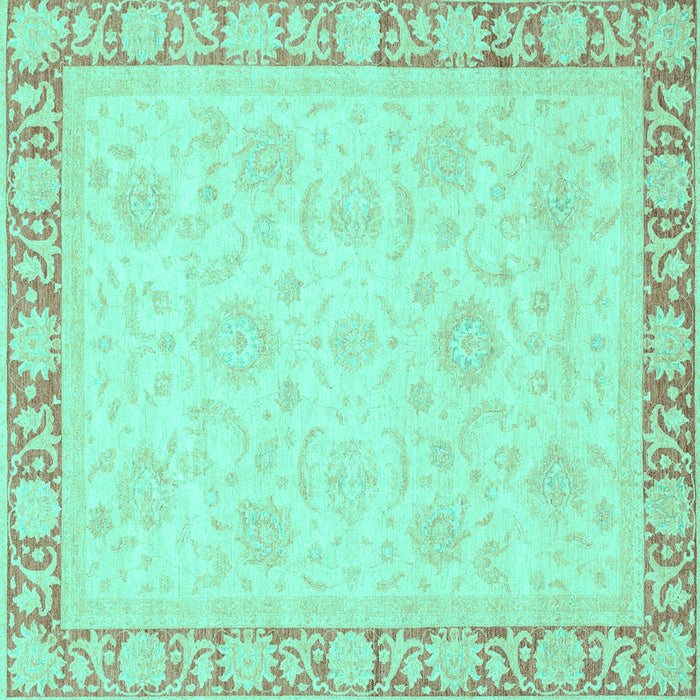Square Abstract Turquoise Modern Rug, abs3828turq