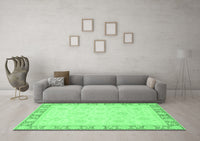 Machine Washable Abstract Emerald Green Modern Rug, wshabs3828emgrn