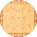 Round Abstract Brown Modern Rug, abs3828brn