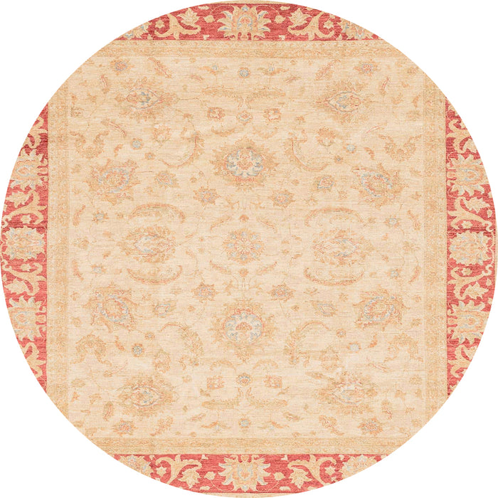 Round Machine Washable Abstract Pastel Orange Rug, wshabs3828